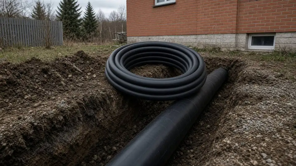 Укладка ПЭ-водопровода от скважины к дому