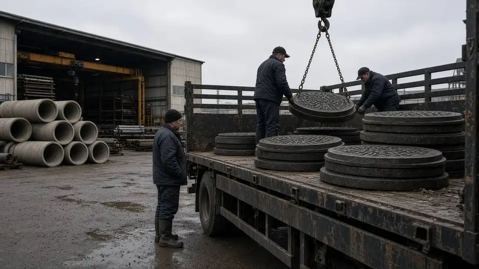 Оптовая отгрузка чугунных люков со склада