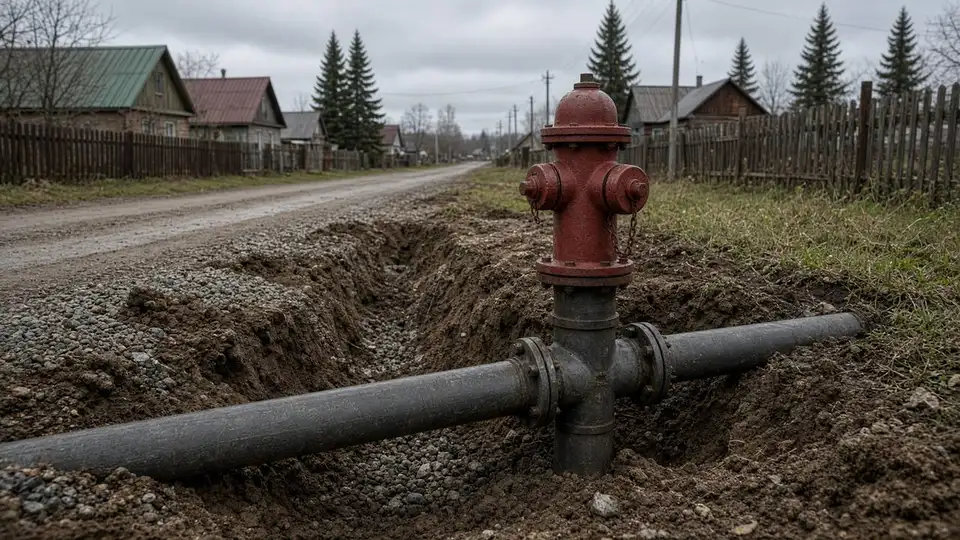 Прокладка пожарного водовода ВЧШГ в коттеджном посёлке